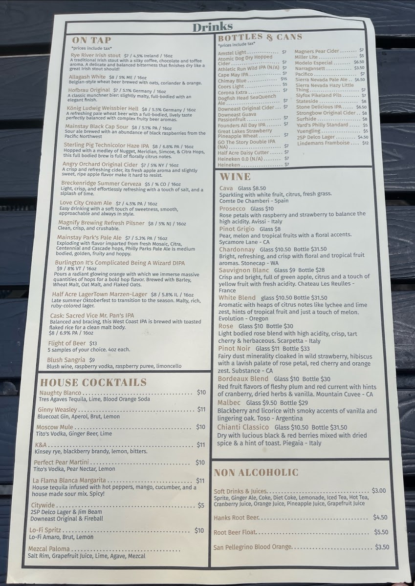 Race Street Cafe Menu - Image 1