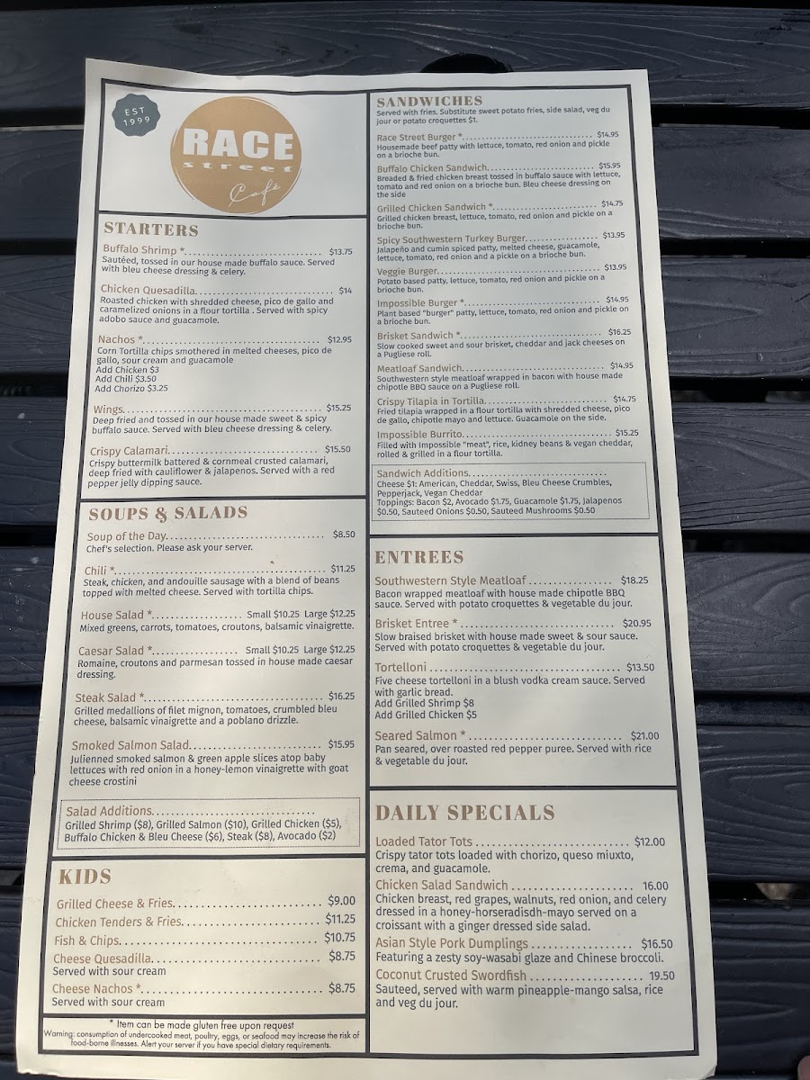 Race Street Cafe Menu - Image 2