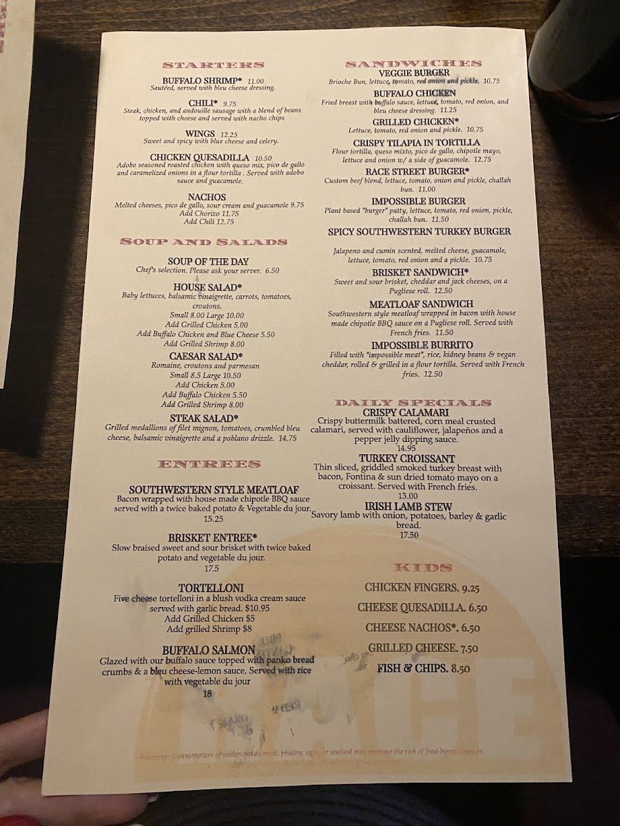 Race Street Cafe Menu - Image 3